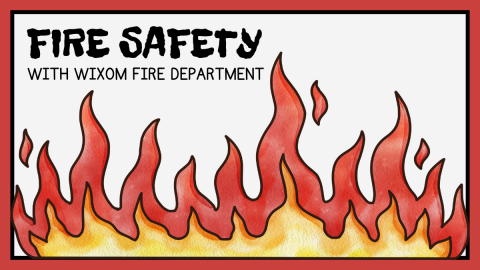 Fire Safety words with flames image