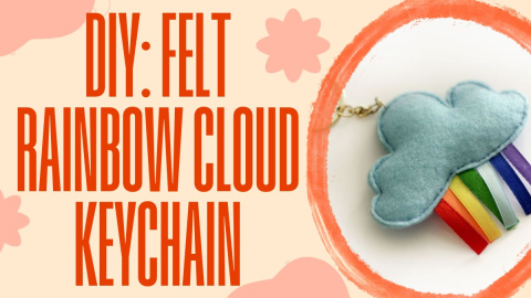 Rainbow Keychain with orange background