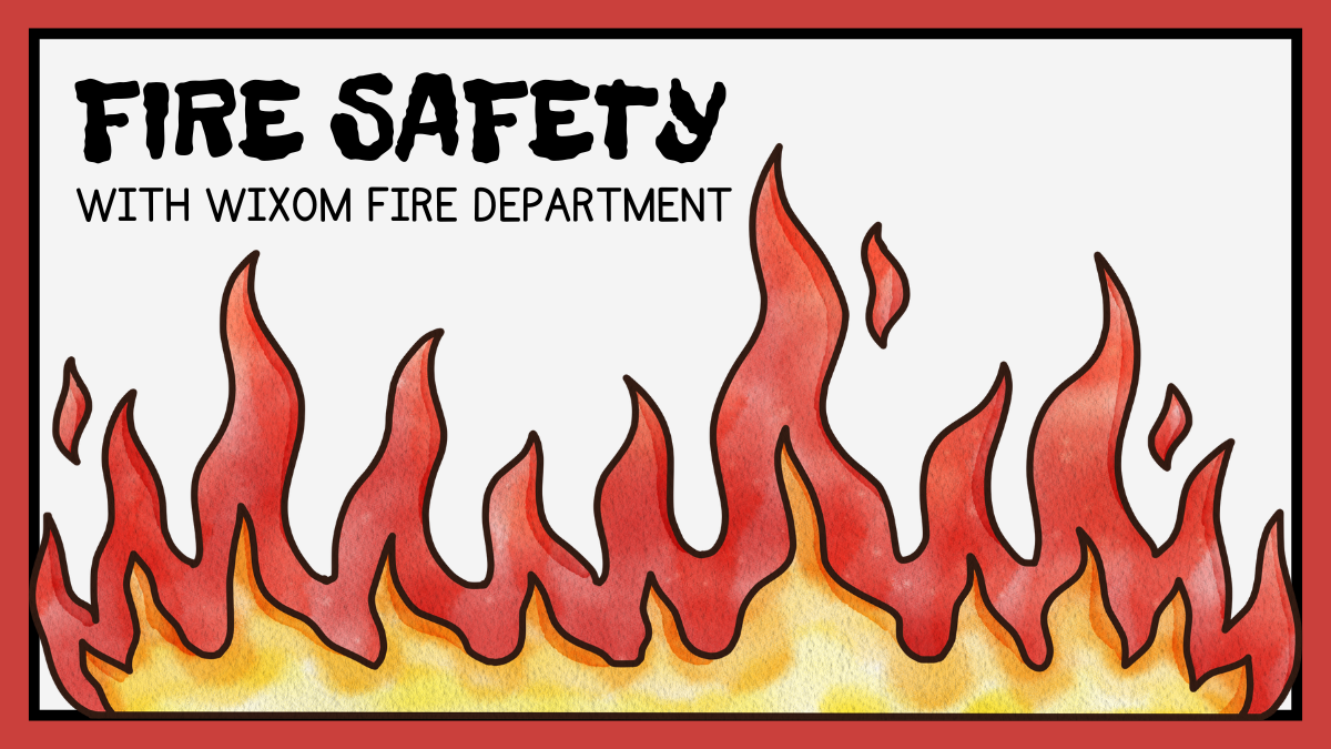 Fire Safety words with flames image
